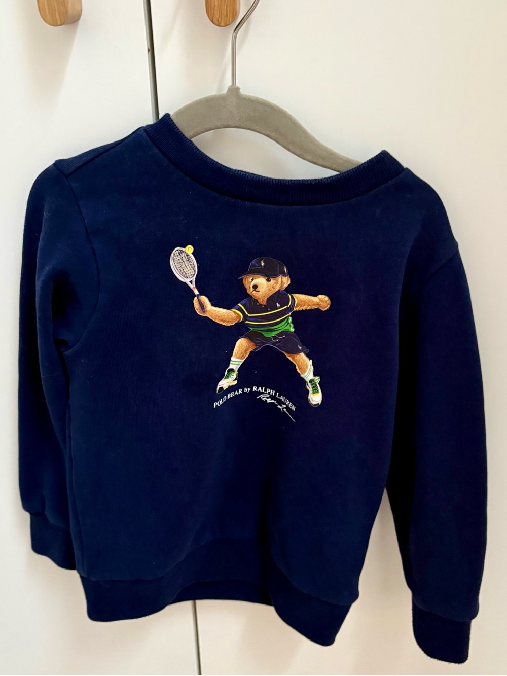Ralph Lauren tennis bear sweatshirt navy blue logo graphic toddler boy 3T 36 m